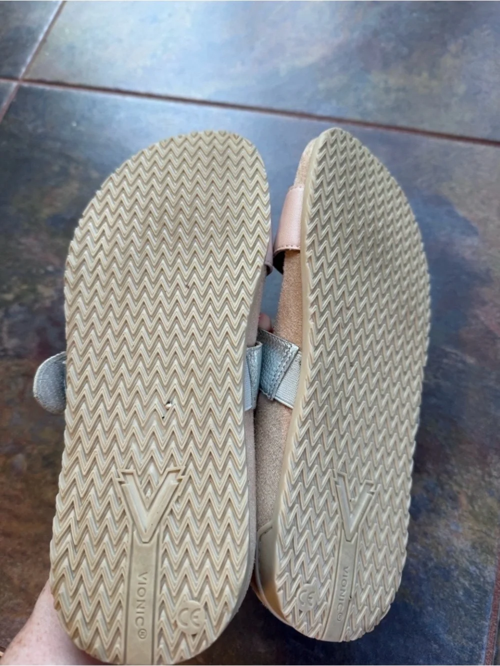 Vionic Two-Strap Slide Sandal in Blush and Silver